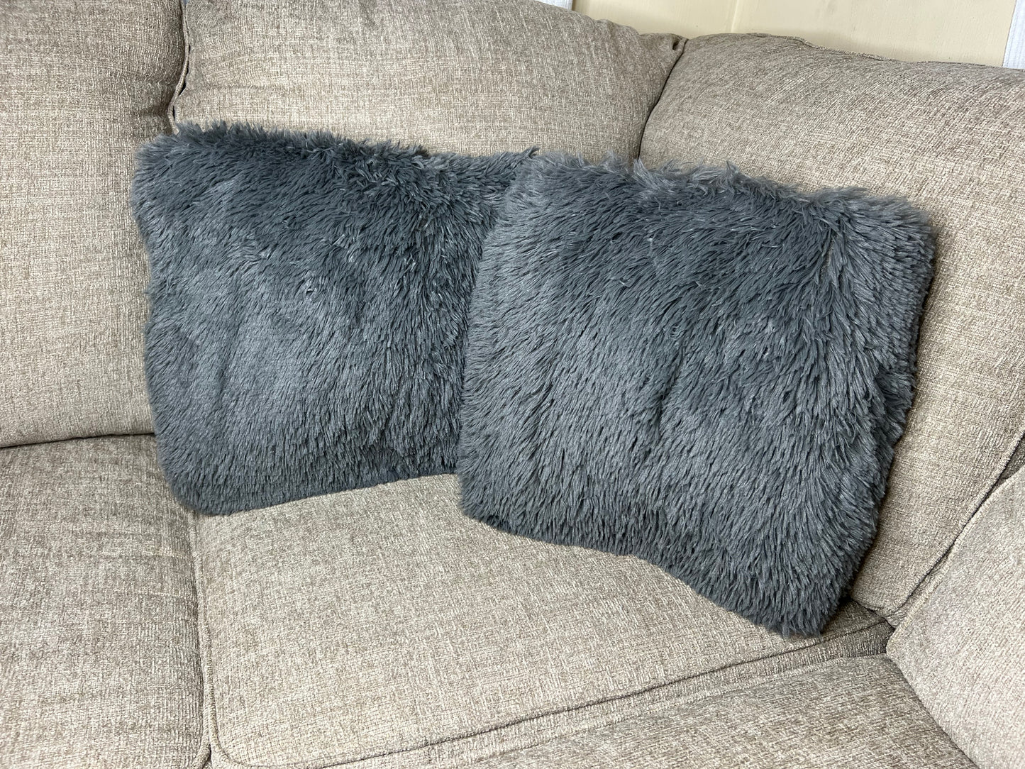 Grey Plush Pillow - (pair)