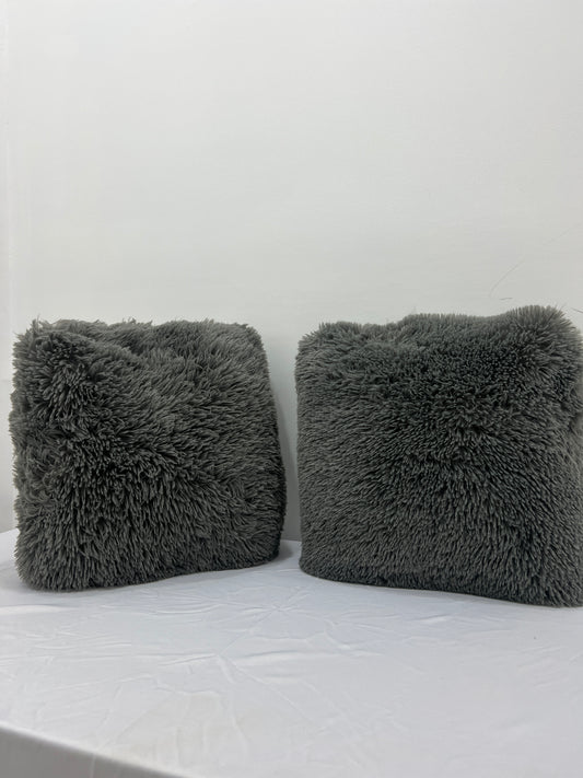 Grey Plush Pillow - (pair)