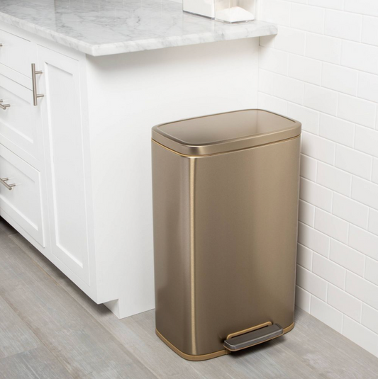 45L D Shape Stainless Steel Trash Bin - Gold