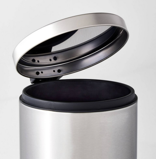 5L Round Step Trash Can - Silver