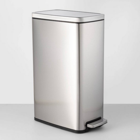 45L Stainless Steel Trash Bin - Silver