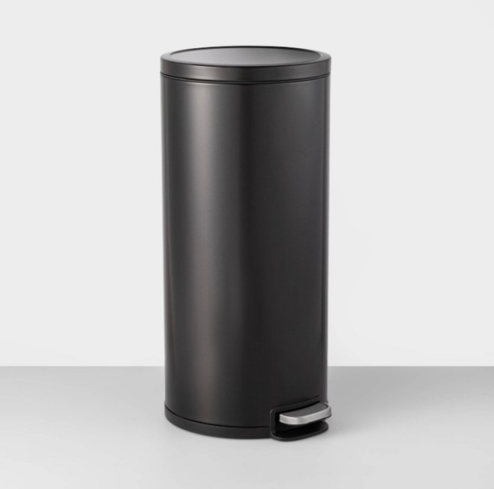 30L Stainless Steel Trash Bin - Silver