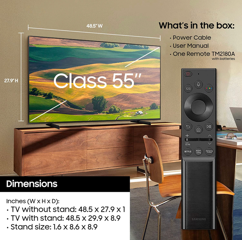 Samsung 55” Class AU8000 Crystal UHD Smart TV